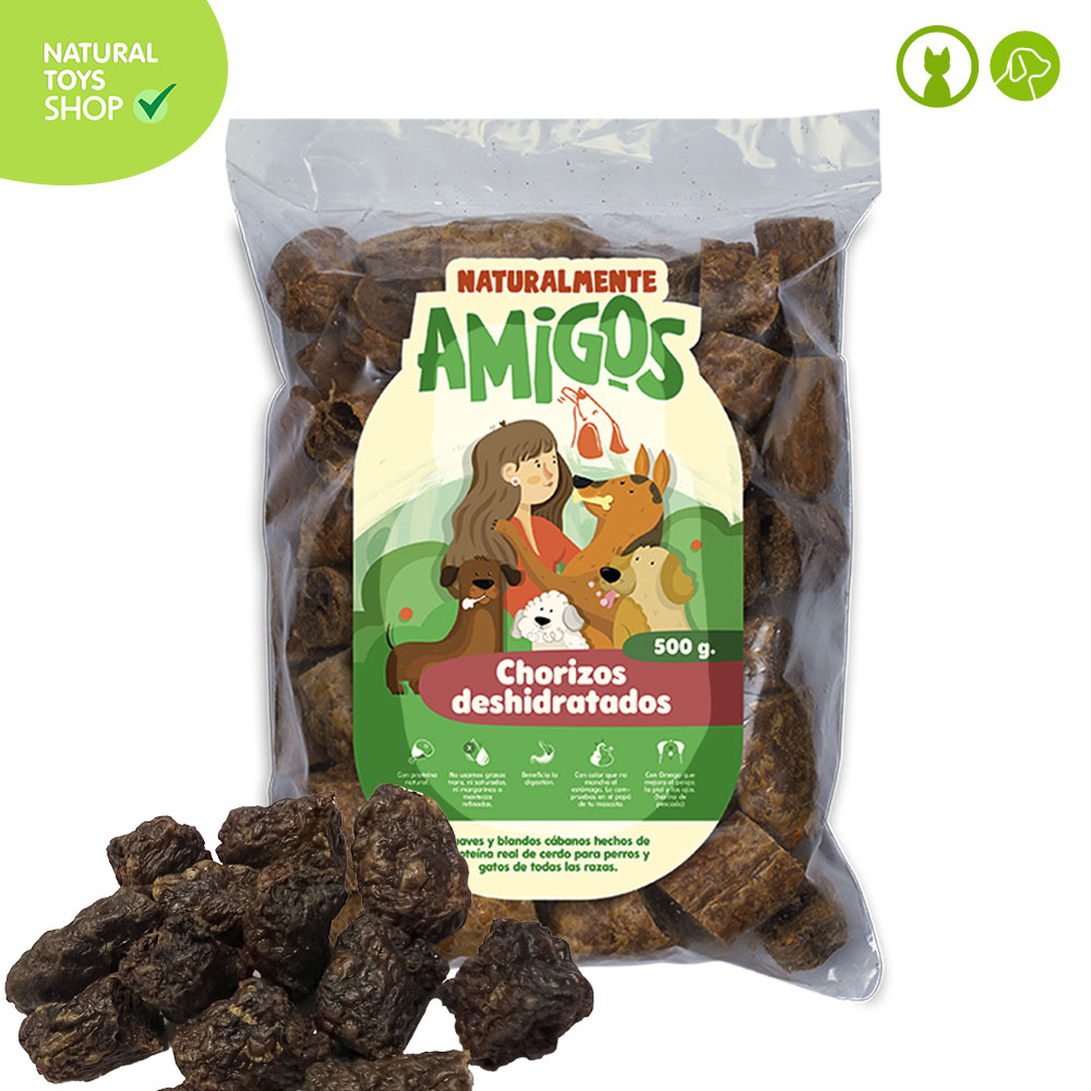 Snacks_chorizos_deshidratados_organico_amigos_naturales_perros_gatos_mascotas_recarga_libra chorizos de carne deshidratados snacks premios naturales y saludables para perros y gatos