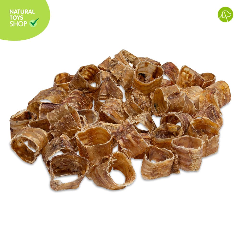 Traqueas de res en recortes deshidratadas juguete natural para mascotas, snacks premios naturales, orgánicos y saludables para perros